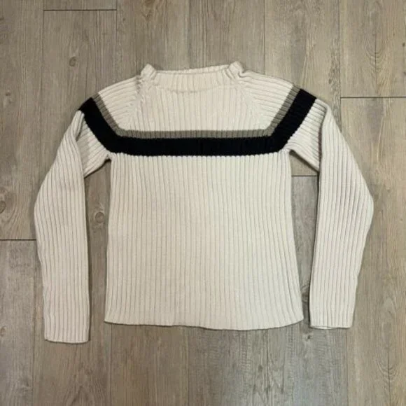 Polo Jeans Co Ralph Lauren Women’s M 100% Cotton White Ribbed Turtleneck  Sweater
